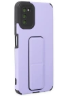 Newface Samsung Galaxy A03S Kılıf Mega Standlı Silikon - Lila