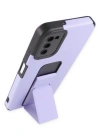 Newface Samsung Galaxy A03S Kılıf Mega Standlı Silikon - Lila