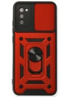 Newface Samsung Galaxy A03S Kılıf Pars Lens Yüzüklü Silikon - Kırmızı