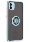 Newface Samsung Galaxy A04 Kılıf Montreal Yüzüklü Silikon Kapak - Buz Mavi