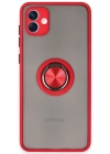 Newface Samsung Galaxy A04 Kılıf Montreal Yüzüklü Silikon Kapak - Kırmızı