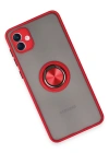 Newface Samsung Galaxy A04 Kılıf Montreal Yüzüklü Silikon Kapak - Kırmızı