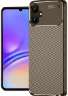 Newface Samsung Galaxy A06 Kılıf Auto Focus Karbon Kapak - Kahverengi