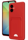 Newface Samsung Galaxy A06 Kılıf Kelvin Kartvizitli Silikon - Kırmızı