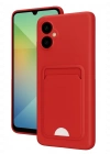 Newface Samsung Galaxy A06 Kılıf Kelvin Kartvizitli Silikon - Kırmızı