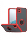 Newface Samsung Galaxy A06 Kılıf Montreal Yüzüklü Silikon Kapak - Kırmızı
