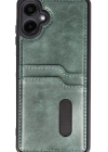 Newface Samsung Galaxy A06 Kılıf Sara Kartvizitli Deri Kılıf - Koyu Yeşil