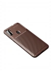 Newface Samsung Galaxy A11 Kılıf Auto Focus Karbon Kapak - Kahverengi