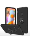 Newface Samsung Galaxy A11 Kılıf Elit Yüzüklü Kapak - Siyah