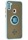 Newface Samsung Galaxy A11 Kılıf Montreal Yüzüklü Silikon Kapak - Buz Mavi