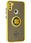 Newface Samsung Galaxy A11 Kılıf Montreal Yüzüklü Silikon Kapak - Sarı