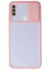 Newface Samsung Galaxy A11 Kılıf Palm Buzlu Kamera Sürgülü Silikon - Pembe