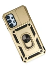 Newface Samsung Galaxy A13 4G Kılıf Pars Lens Yüzüklü Silikon - Gold