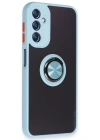 Newface Samsung Galaxy A14 4G Kılıf Montreal Yüzüklü Silikon Kapak - Buz Mavi