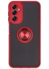 Newface Samsung Galaxy A14 4G Kılıf Montreal Yüzüklü Silikon Kapak - Kırmızı