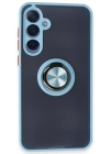 Newface Samsung Galaxy A15 4G Kılıf Montreal Yüzüklü Silikon Kapak - Buz Mavi