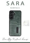 Newface Samsung Galaxy A16 5G Kılıf Sara Kartvizitli Deri Kılıf - Siyah