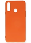 Newface Samsung Galaxy A20S Kılıf Nano içi Kadife Silikon - Turuncu