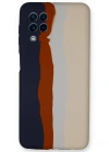 Newface Samsung Galaxy A22 Kılıf Ebruli Lansman Silikon - Lacivert-Krem