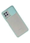 Newface Samsung Galaxy A22 Kılıf Palm Buzlu Kamera Sürgülü Silikon - Turkuaz