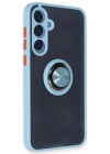 Newface Samsung Galaxy A25 5G Kılıf Montreal Yüzüklü Silikon Kapak - Buz Mavi