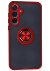 Newface Samsung Galaxy A25 5G Kılıf Montreal Yüzüklü Silikon Kapak - Kırmızı
