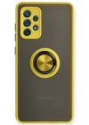 Newface Samsung Galaxy A52 Kılıf Montreal Yüzüklü Silikon Kapak - Sarı