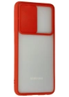 Newface Samsung Galaxy A52 Kılıf Palm Buzlu Kamera Sürgülü Silikon - Kırmızı