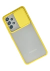 Newface Samsung Galaxy A52 Kılıf Palm Buzlu Kamera Sürgülü Silikon - Sarı