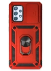Newface Samsung Galaxy A52 Kılıf Pars Lens Yüzüklü Silikon - Kırmızı