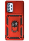 Newface Samsung Galaxy A53 5G Kılıf Pars Lens Yüzüklü Silikon - Kırmızı