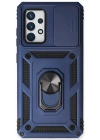 Newface Samsung Galaxy A53 5G Kılıf Pars Lens Yüzüklü Silikon - Lacivert