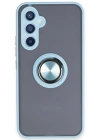 Newface Samsung Galaxy A54 5G Kılıf Montreal Yüzüklü Silikon Kapak - Buz Mavi