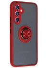 Newface Samsung Galaxy A54 5G Kılıf Montreal Yüzüklü Silikon Kapak - Kırmızı