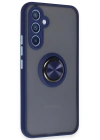 Newface Samsung Galaxy A54 5G Kılıf Montreal Yüzüklü Silikon Kapak - Lacivert