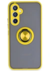 Newface Samsung Galaxy A54 5G Kılıf Montreal Yüzüklü Silikon Kapak - Sarı