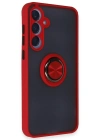 Newface Samsung Galaxy A55 5G Kılıf Montreal Yüzüklü Silikon Kapak - Kırmızı