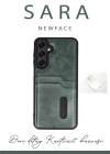 Newface Samsung Galaxy A55 5G Kılıf Sara Kartvizitli Deri Kılıf - Lacivert