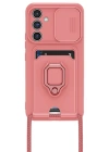 Newface Samsung Galaxy A56 Kılıf Zuma Kartvizitli Yüzüklü Silikon - Pembe