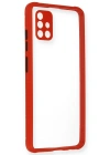 Newface Samsung Galaxy A71 Kılıf Miami Şeffaf Silikon - Kırmızı