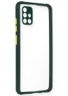 Newface Samsung Galaxy A71 Kılıf Miami Şeffaf Silikon - Koyu Yeşil