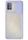 Newface Samsung Galaxy A71 Kılıf Palm Buzlu Kamera Sürgülü Silikon - Lila