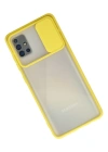 Newface Samsung Galaxy A71 Kılıf Palm Buzlu Kamera Sürgülü Silikon - Sarı
