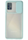 Newface Samsung Galaxy A71 Kılıf Palm Buzlu Kamera Sürgülü Silikon - Turkuaz