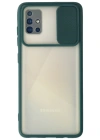 Newface Samsung Galaxy A71 Kılıf Palm Buzlu Kamera Sürgülü Silikon - Yeşil