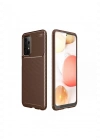 Newface Samsung Galaxy A72 Kılıf Auto Focus Karbon Kapak - Kahverengi
