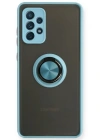 Newface Samsung Galaxy A72 Kılıf Montreal Yüzüklü Silikon Kapak - Buz Mavi