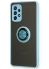 Newface Samsung Galaxy A72 Kılıf Montreal Yüzüklü Silikon Kapak - Buz Mavi