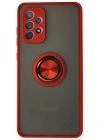 Newface Samsung Galaxy A72 Kılıf Montreal Yüzüklü Silikon Kapak - Kırmızı