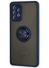 Newface Samsung Galaxy A72 Kılıf Montreal Yüzüklü Silikon Kapak - Lacivert